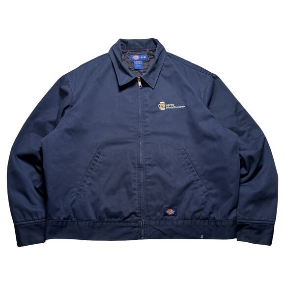 Dickies Canvas Work Chore Jacket Mens XL Navy Blue Zip Up Utility Workwear Worn - Picture 1 of 8